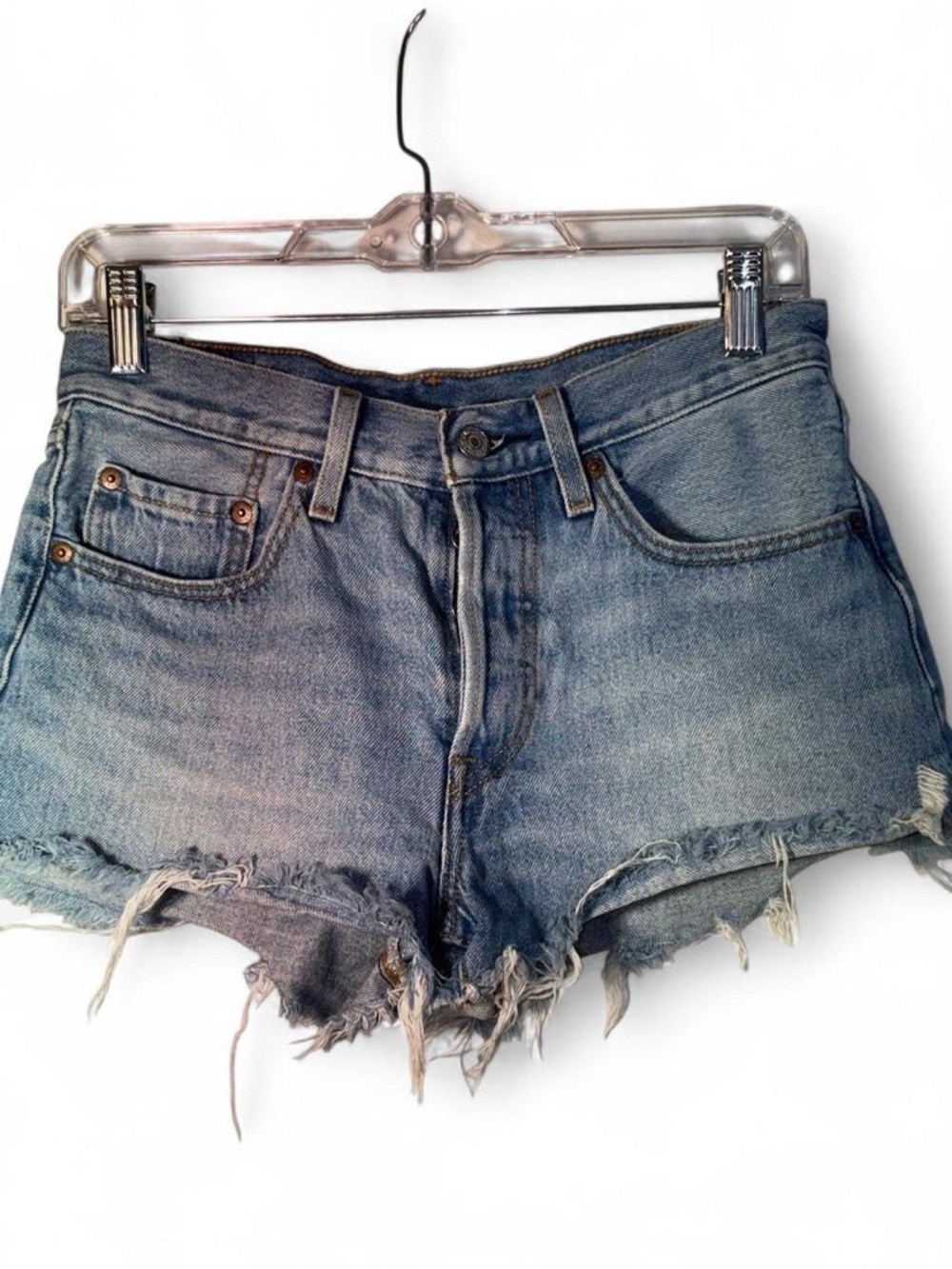 Levi's Light Blue Distressed Denim Cutoff Shorts